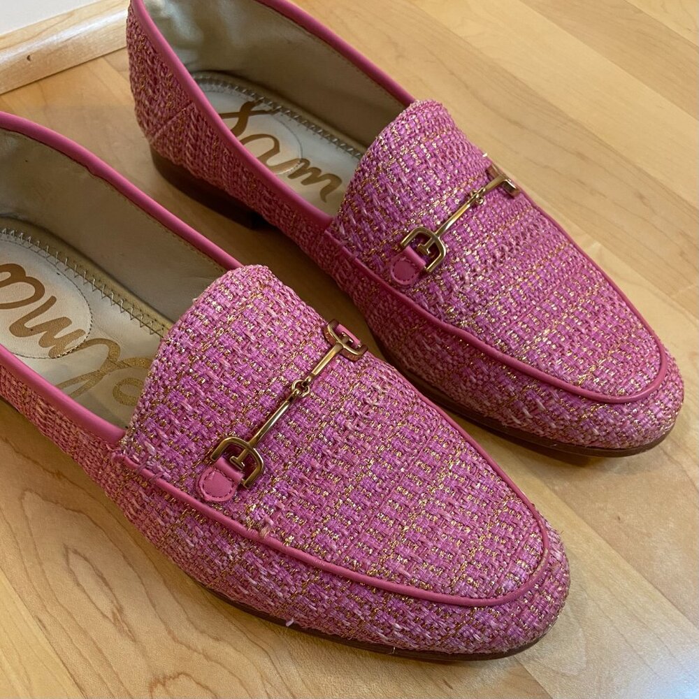 Sam Edelman Pink Tweed Loafers with Gold Hardware - Picture 8 of 8